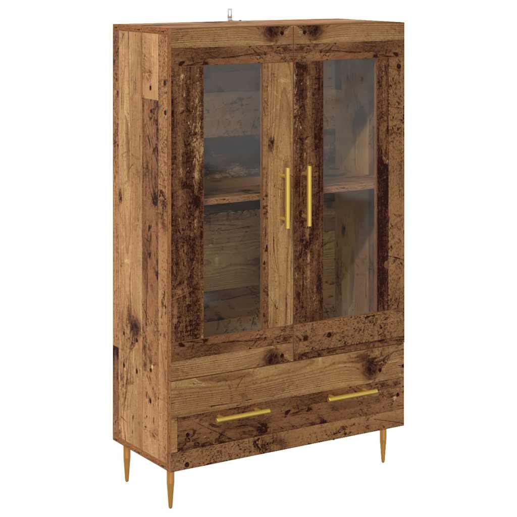 Magasfiú fiókkal Öreg fa 69,5 x 31 x 115 cm Műanyag Fa és Üveg