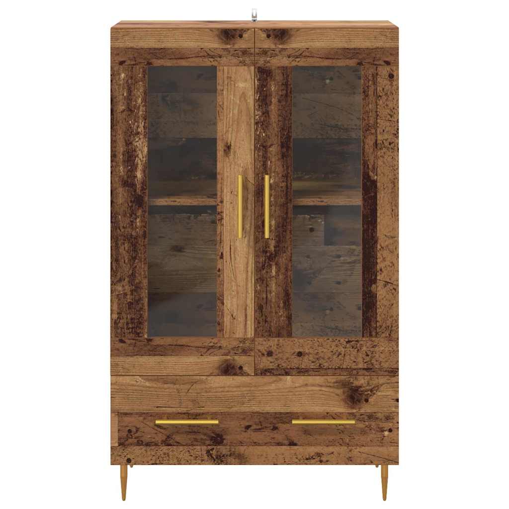 Magasfiú fiókkal Öreg fa 69,5 x 31 x 115 cm Műanyag Fa és Üveg