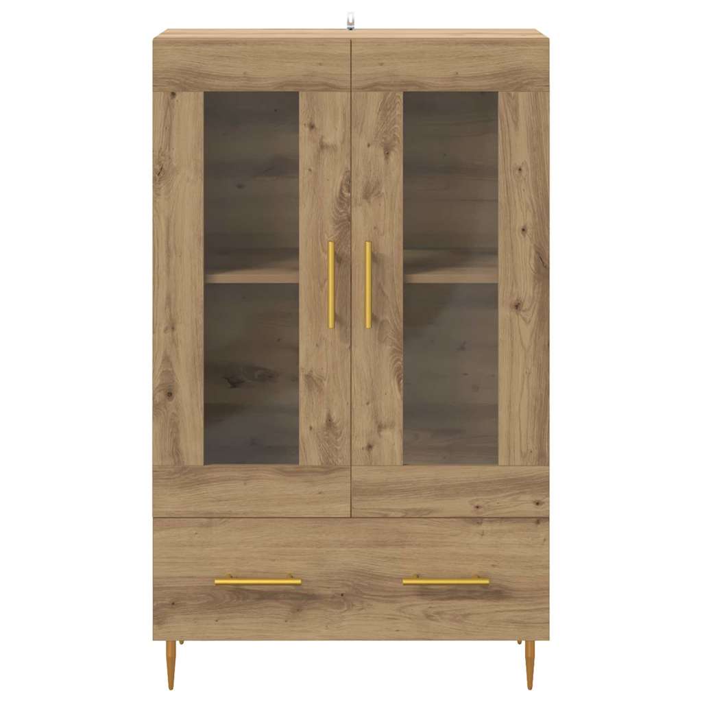 Magasfiú Artisan tölgy 69,5 x 31 x 115 cm Műanyag Fa és Üveg