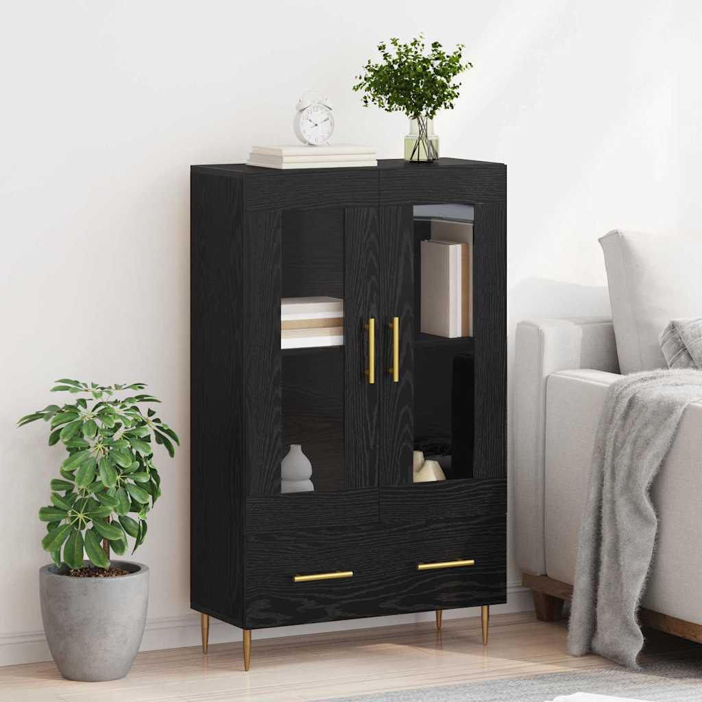 Magasfiú Fekete tölgy 69,5 x 31 x 115 cm Műanyag Fa és Üveg