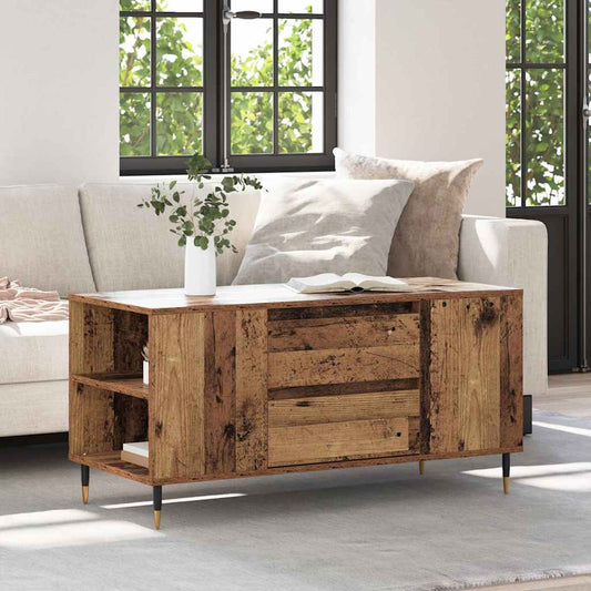 Dohányzóasztal fiókkal Öreg fa 102 x 44,5 x 50 cm Faanyag