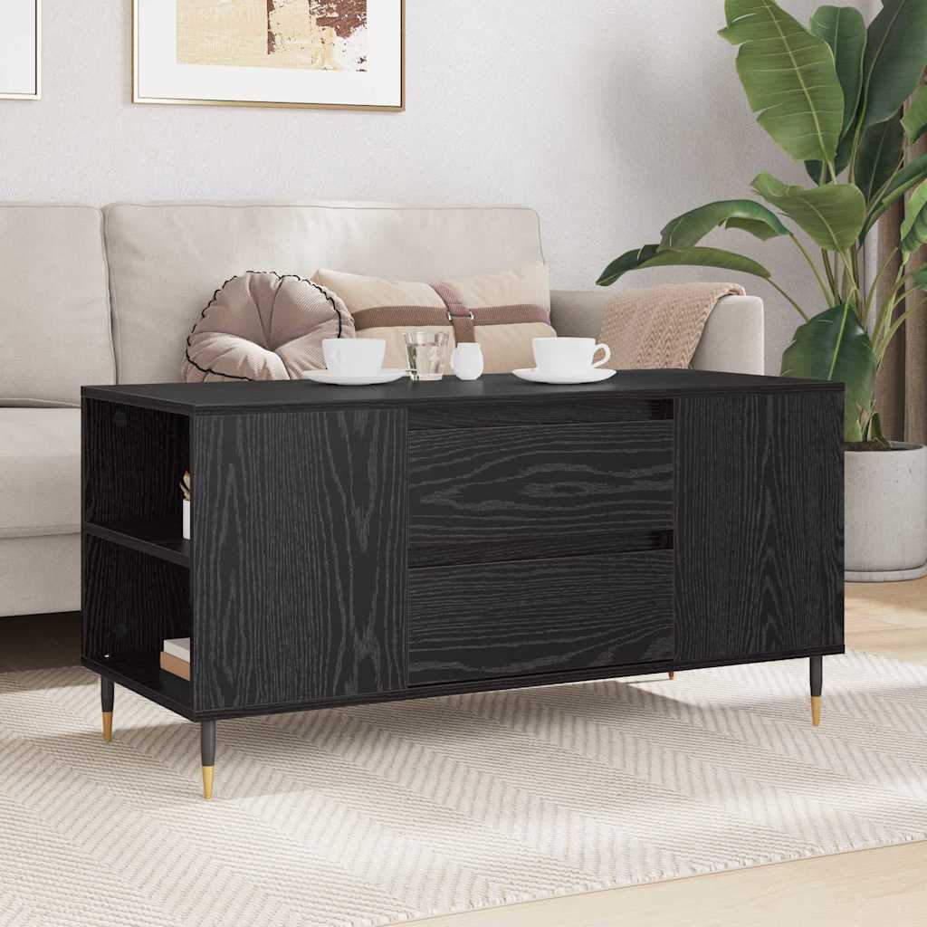 Dohányzóasztal Fekete tölgy 102 x 44,5 x 50 cm Szerelt Fa