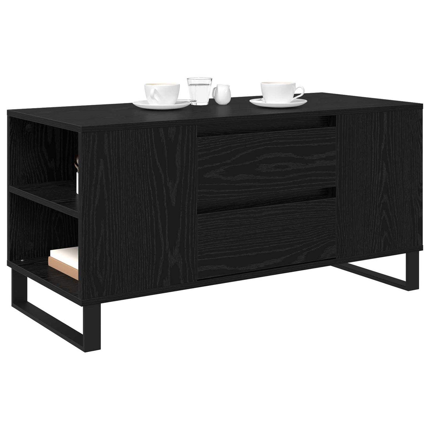 Dohányzóasztal Fekete tölgy 102 x 44,5 x 50 cm Szerelt Fa