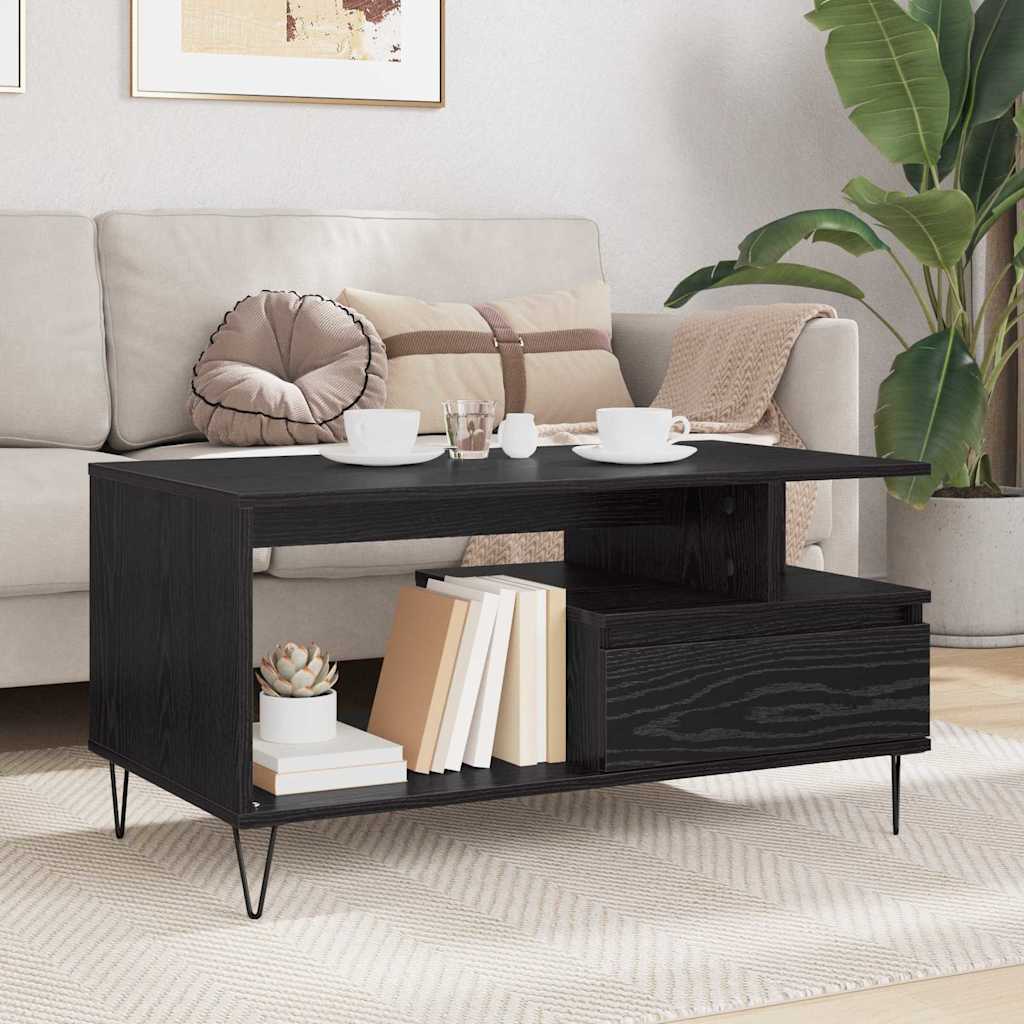 Dohányzóasztal Fekete tölgy 90 x 49 x 45 cm Szerelt Fa