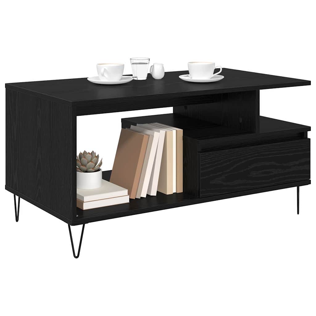 Dohányzóasztal Fekete tölgy 90 x 49 x 45 cm Szerelt Fa