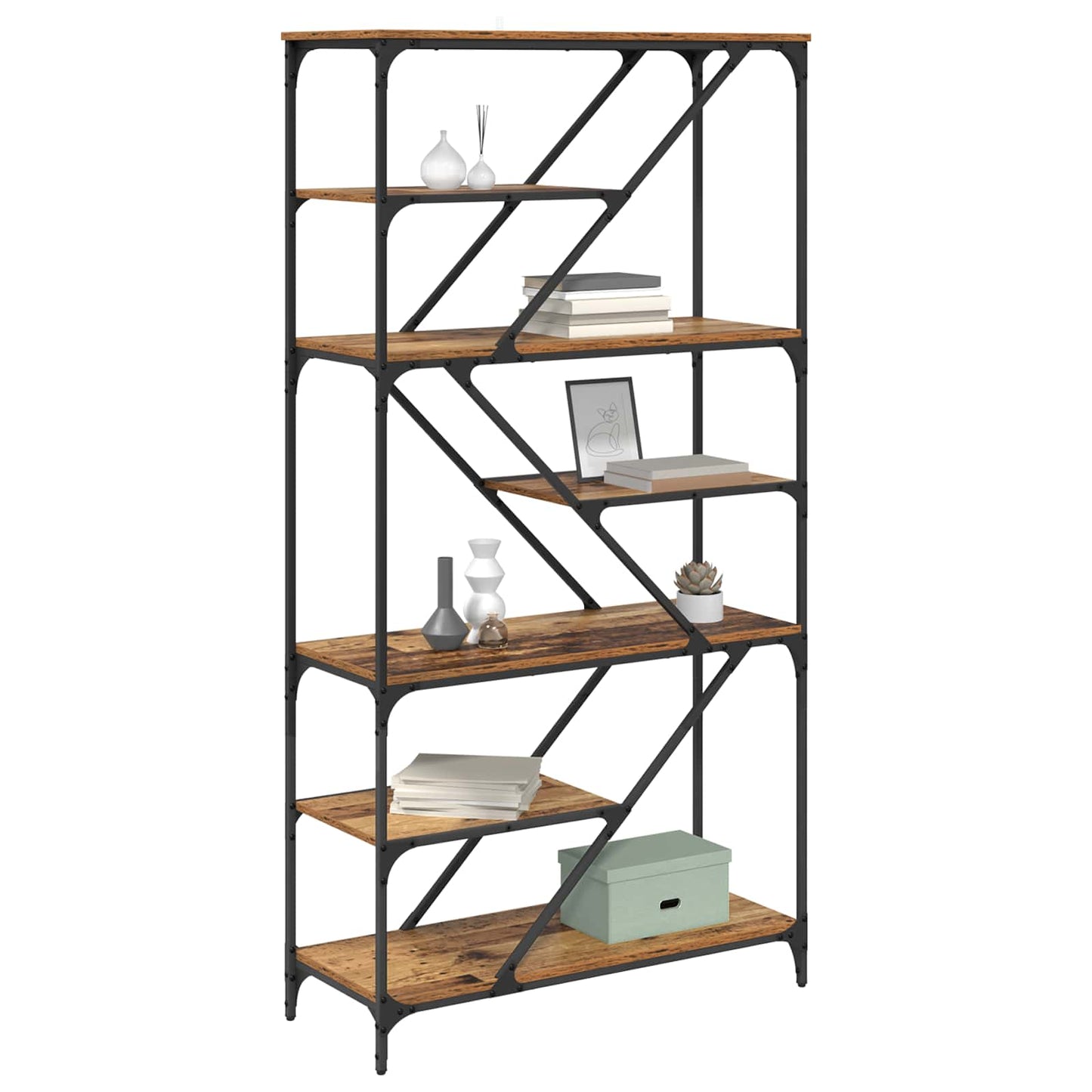 Könyvespolc 9 szintes 91 x 36 x 176 cm Szerelt Fa Öreg fa