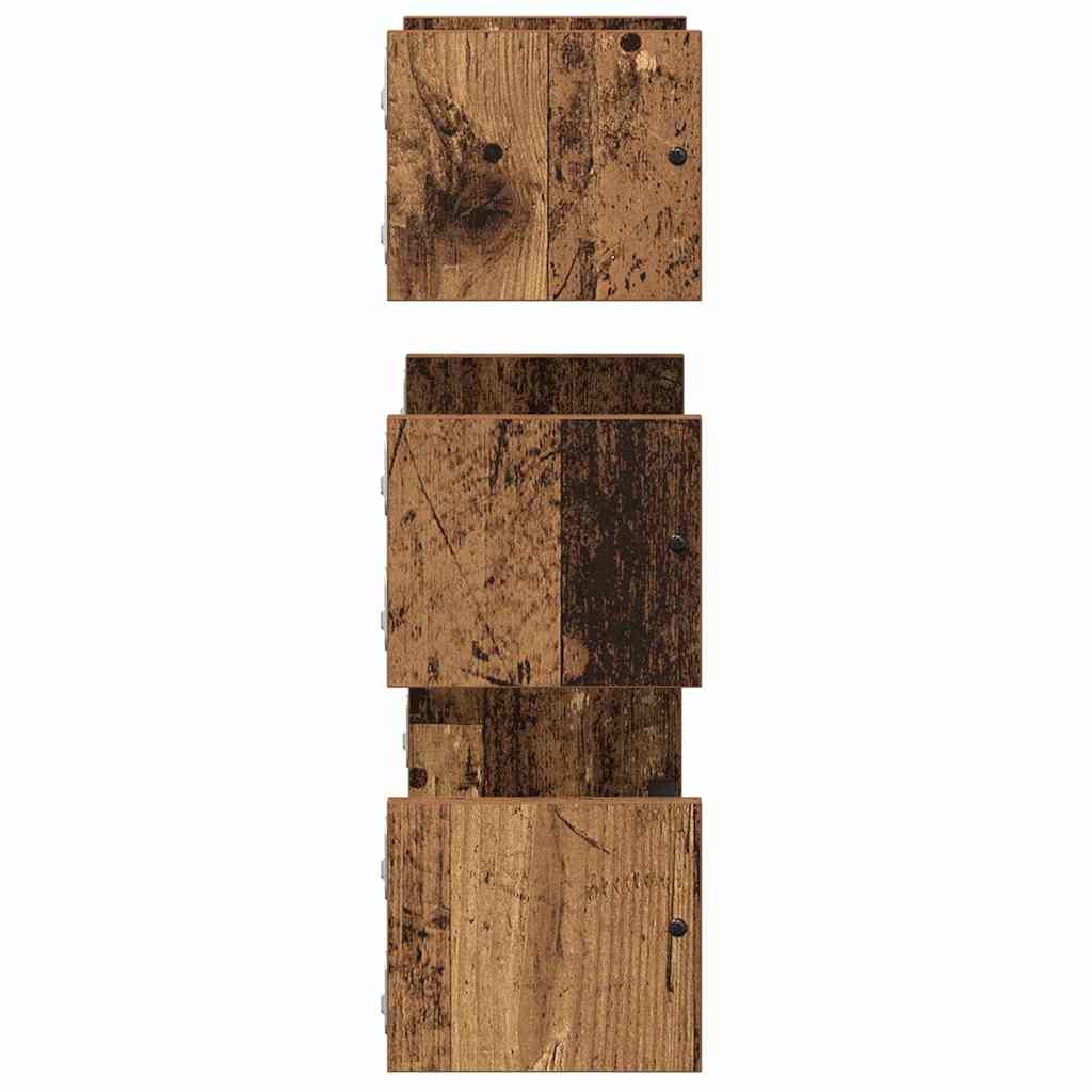 Fali polc készlet 3 pcs Öreg fa 40x16x14cm Szerelt Fa