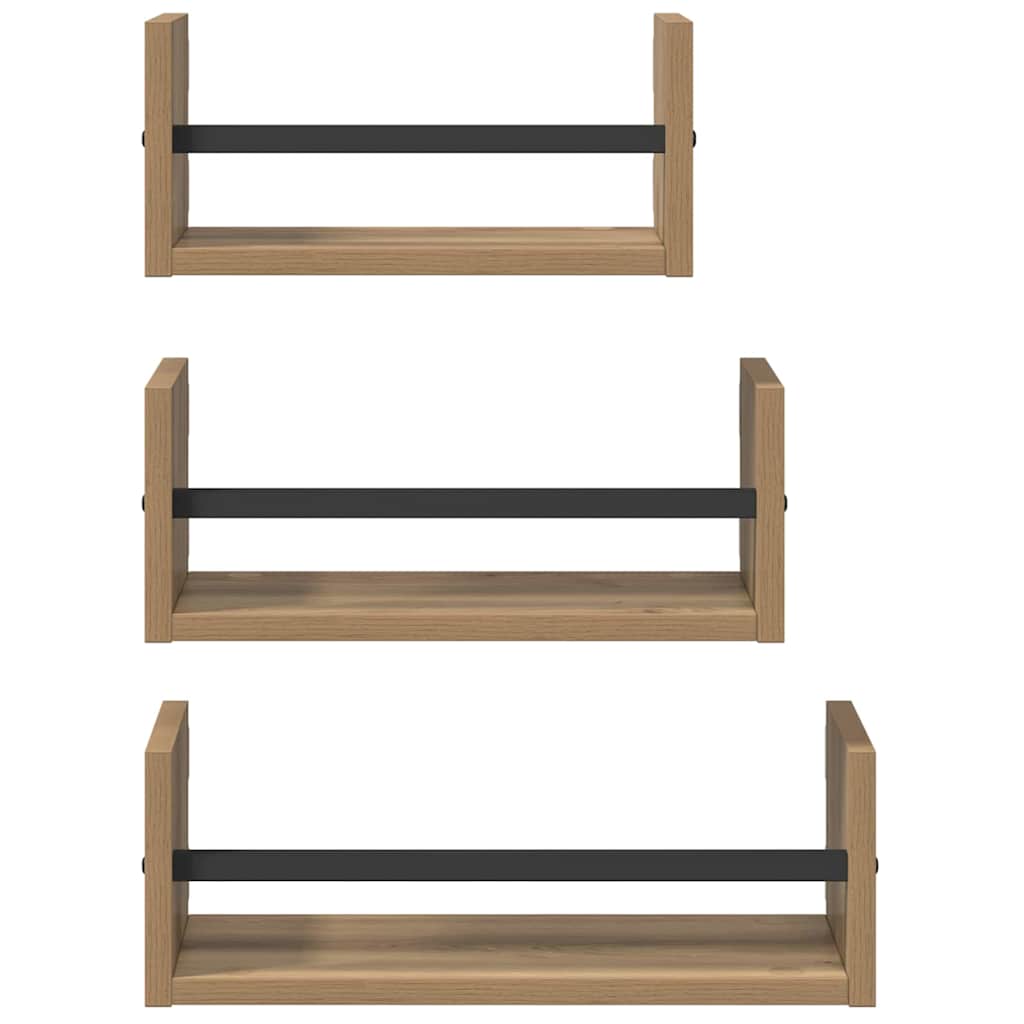 Fali polc készlet 3 pcs Artisan tölgy 40x16x14cm Szerelt Fa