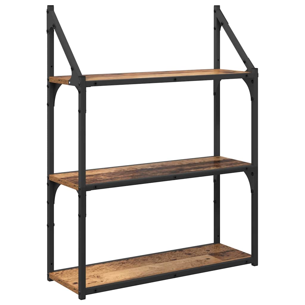 Falpolc polcokkal tárolóval Öreg fa 60 x 21 x 78,5 cm Faanyag