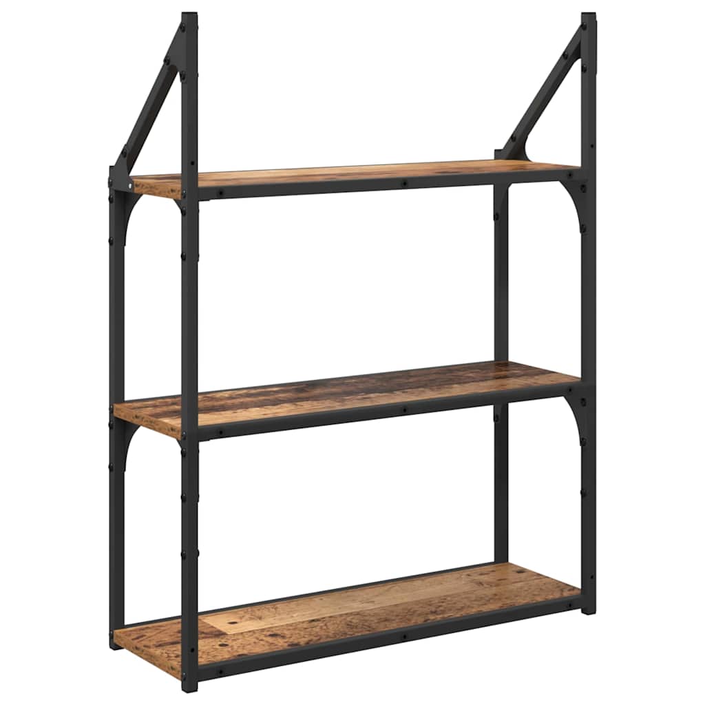 Falpolc polcokkal tárolóval Öreg fa 60 x 21 x 78,5 cm Faanyag