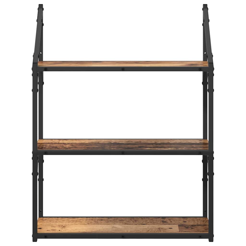 Falpolc polcokkal tárolóval Öreg fa 60 x 21 x 78,5 cm Faanyag