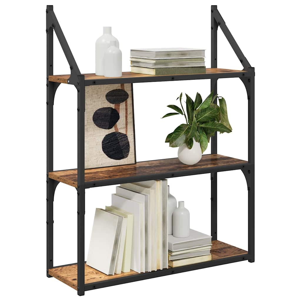Falpolc polcokkal tárolóval Öreg fa 60 x 21 x 78,5 cm Faanyag