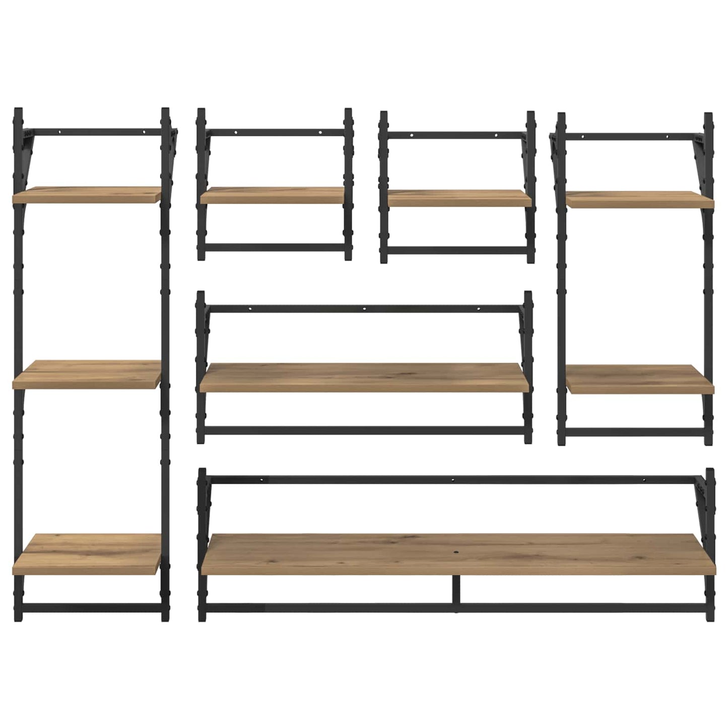 Fali polc készlet Falra szerelhető 6 pcs Artisan tölgy Faanyag
