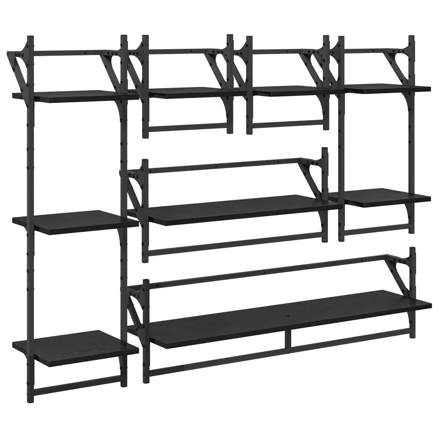Fali polc készlet Falra szerelhető 6 pcs Fekete tölgy