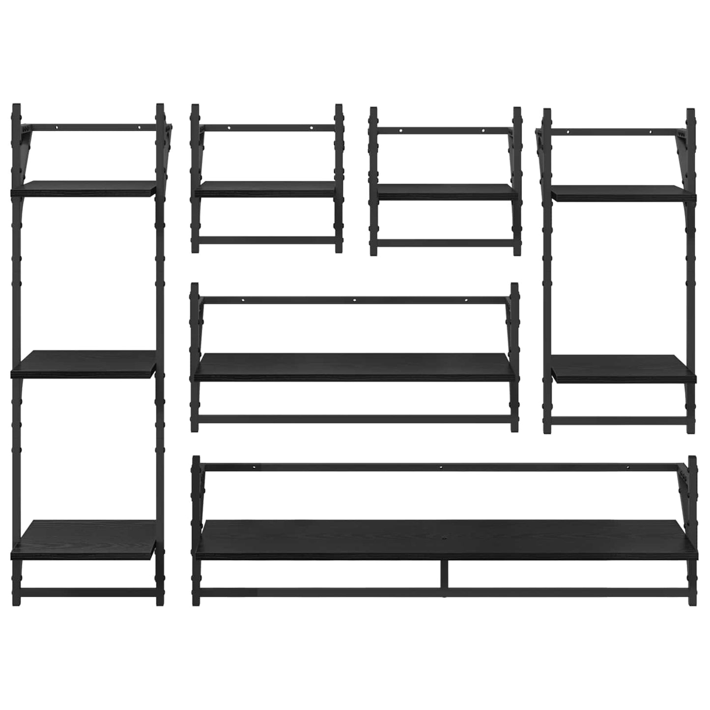Fali polc készlet Falra szerelhető 6 pcs Fekete tölgy