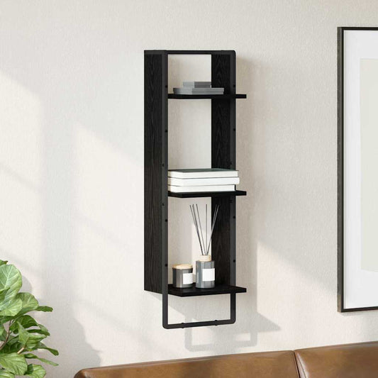 Falpolc polcokkal Fekete tölgy 30 x 25 x 100 cm Faanyag