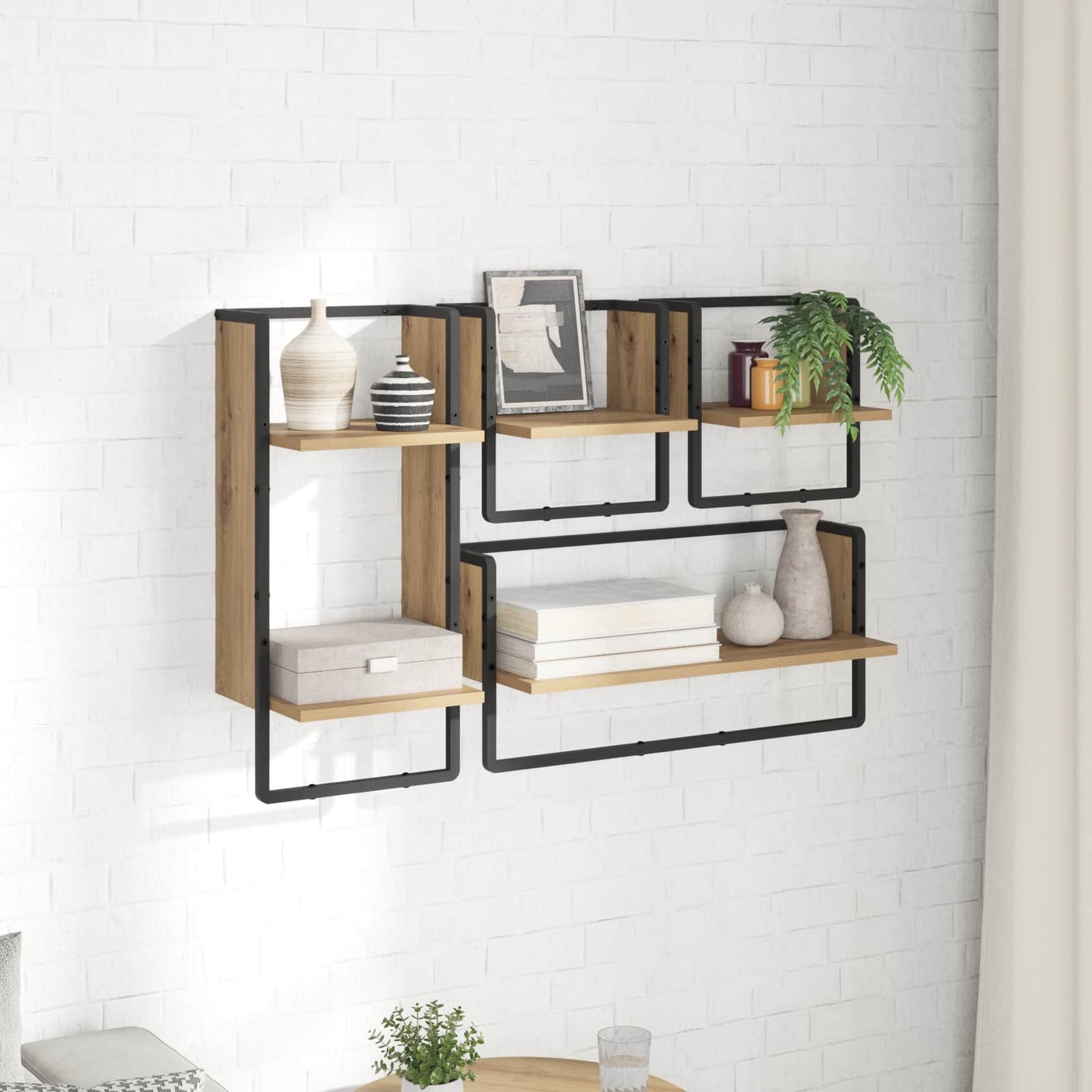 Fali polc készlet Falra szerelhető 4 pcs Artisan tölgy Faanyag