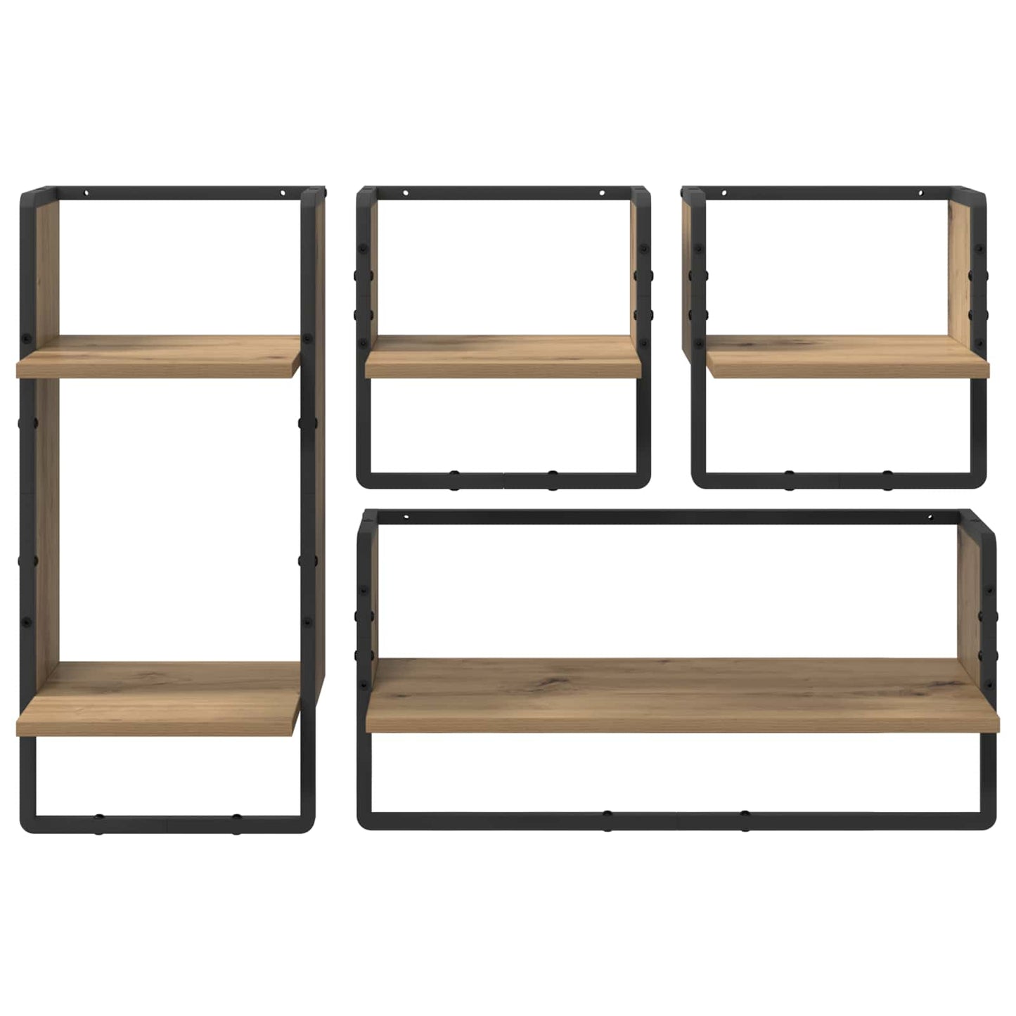 Fali polc készlet Falra szerelhető 4 pcs Artisan tölgy Faanyag
