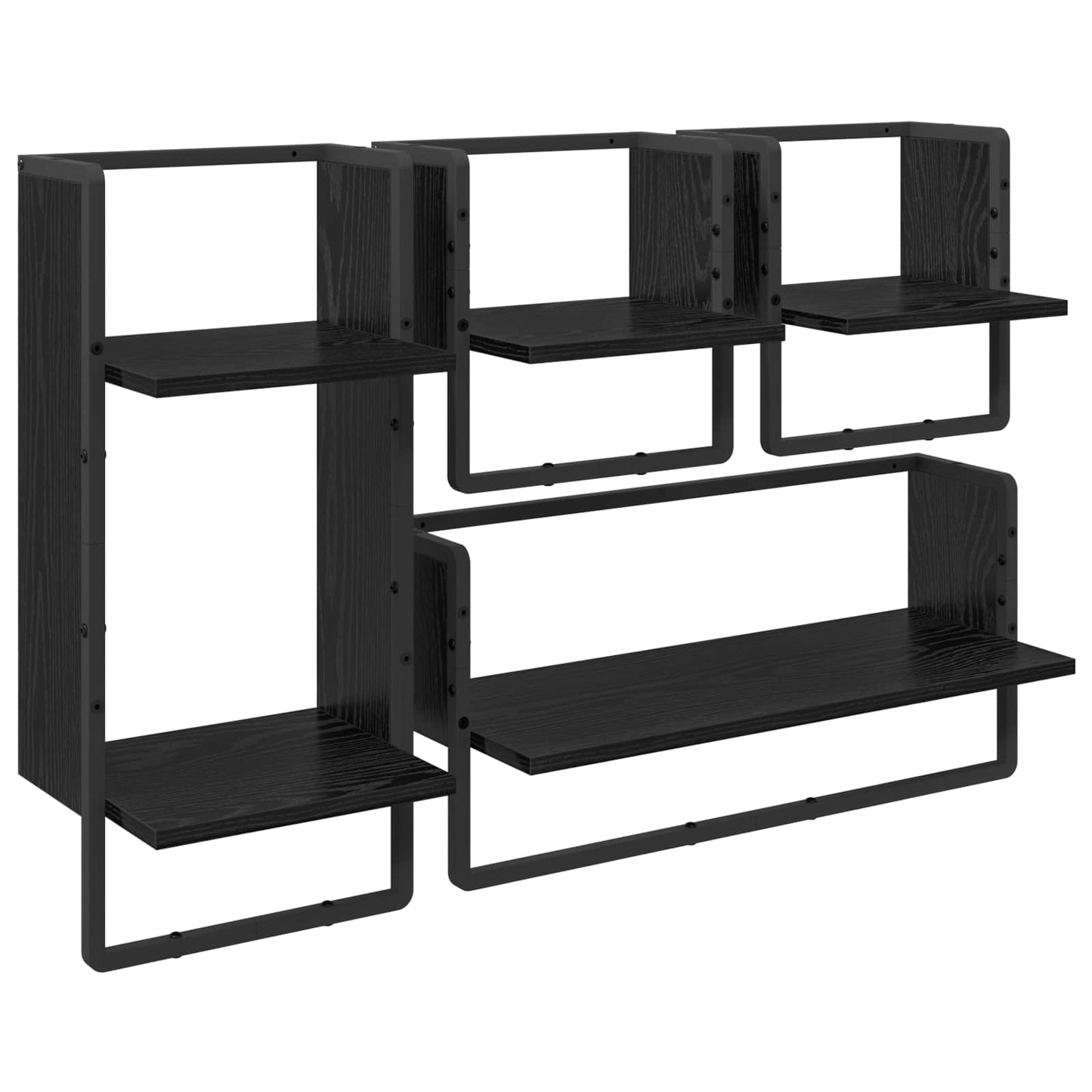 Fali polc készlet Falra szerelhető 4 pcs Fekete tölgy