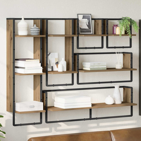 Fali polc készlet 6 pcs Artisan tölgy 100 x 25 x 30 cm Faanyag