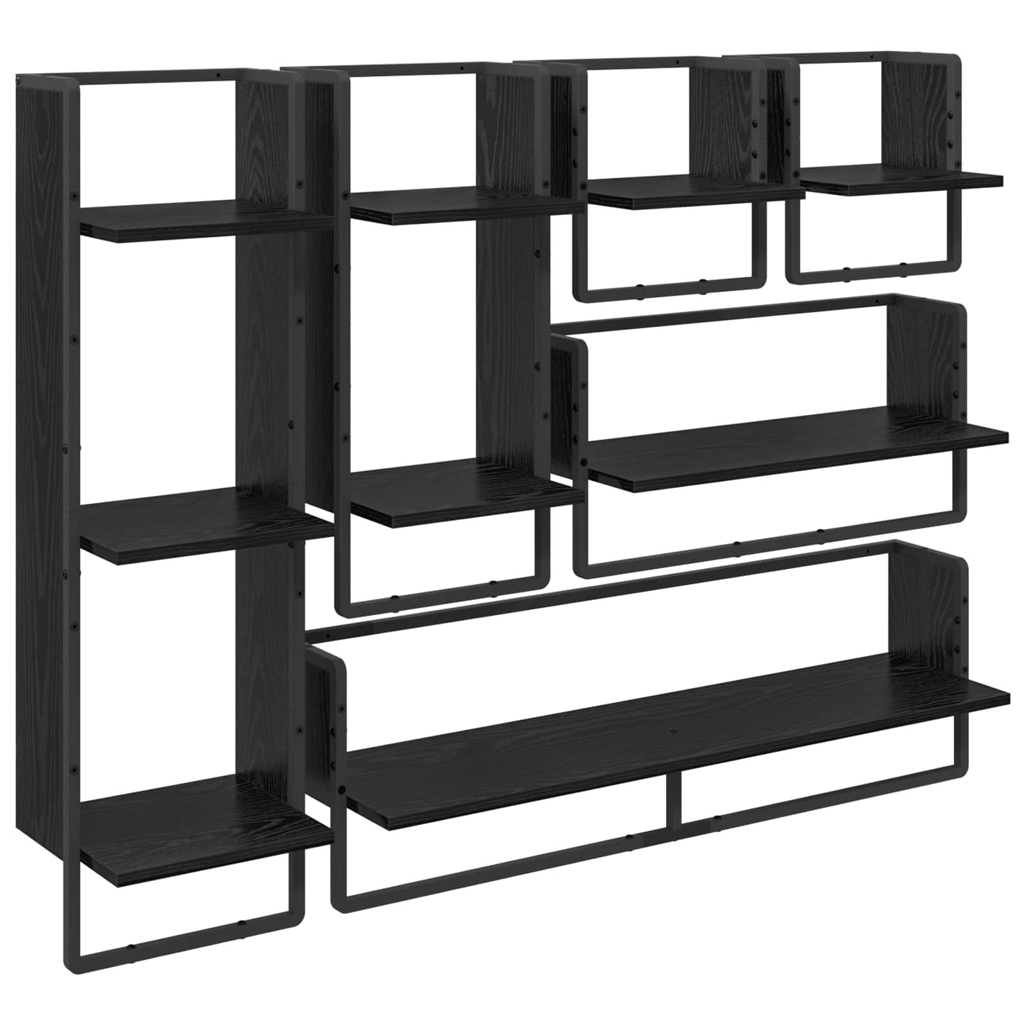 Fali polc készlet Falra szerelhető 6 pcs Fekete tölgy