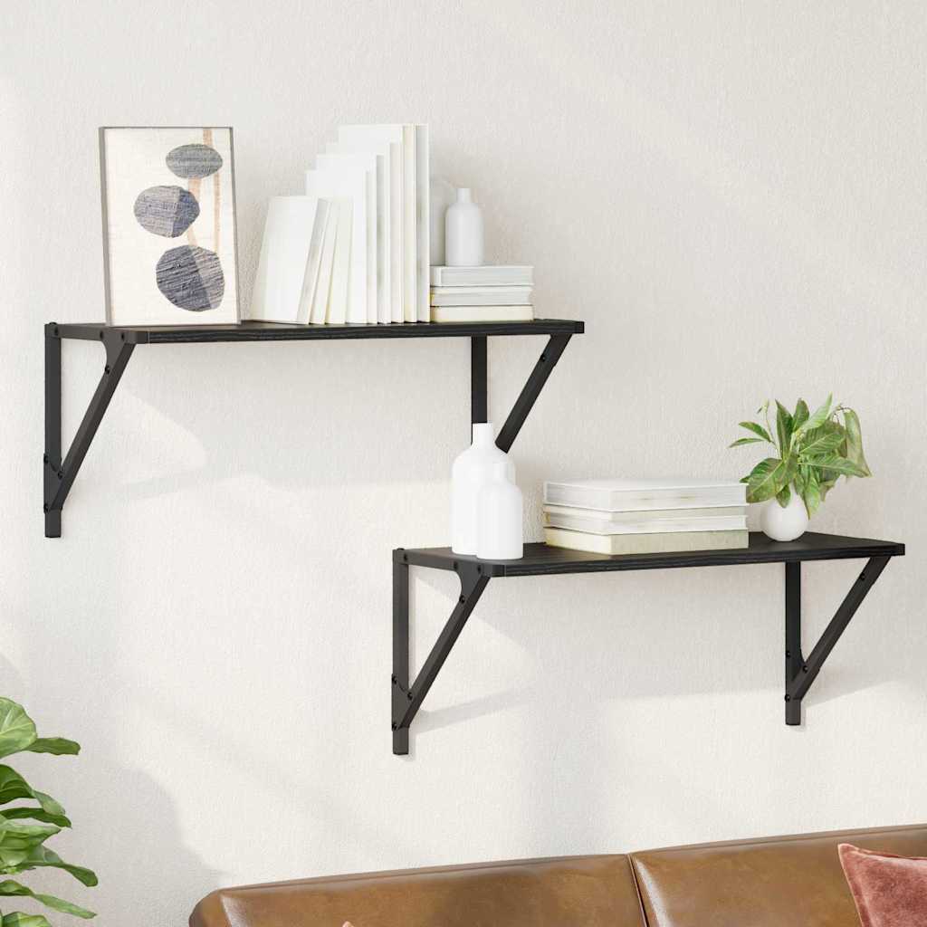 Falpolcok Falra szerelhető 2 pcs Fekete tölgy 60 x 25 x 25,5 cm