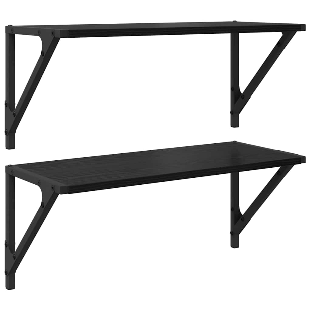 Falpolcok Falra szerelhető 2 pcs Fekete tölgy 60 x 25 x 25,5 cm