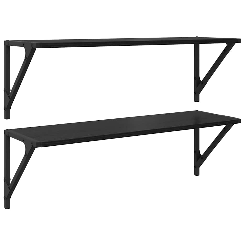 Falpolcok Falra szerelhető 2 pcs Fekete tölgy 80 x 25 x 25,5 cm