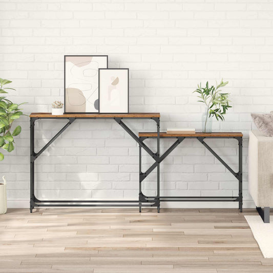 Konzolasztal 2 pcs Öreg fa 100 x 28 x 75 cm Faanyag