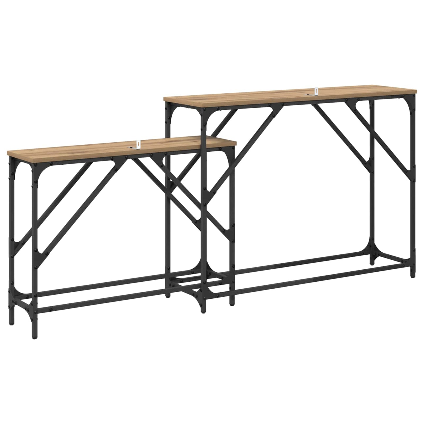 Konzolasztal 2 db Artisan tölgy 100 x 28 x 75 cm Faanyag
