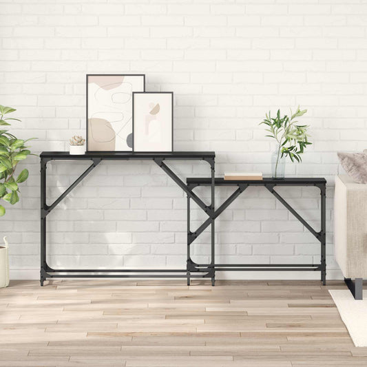 Konzolasztal 2 pcs Fekete tölgy 100 x 28 x 75 cm Faanyag