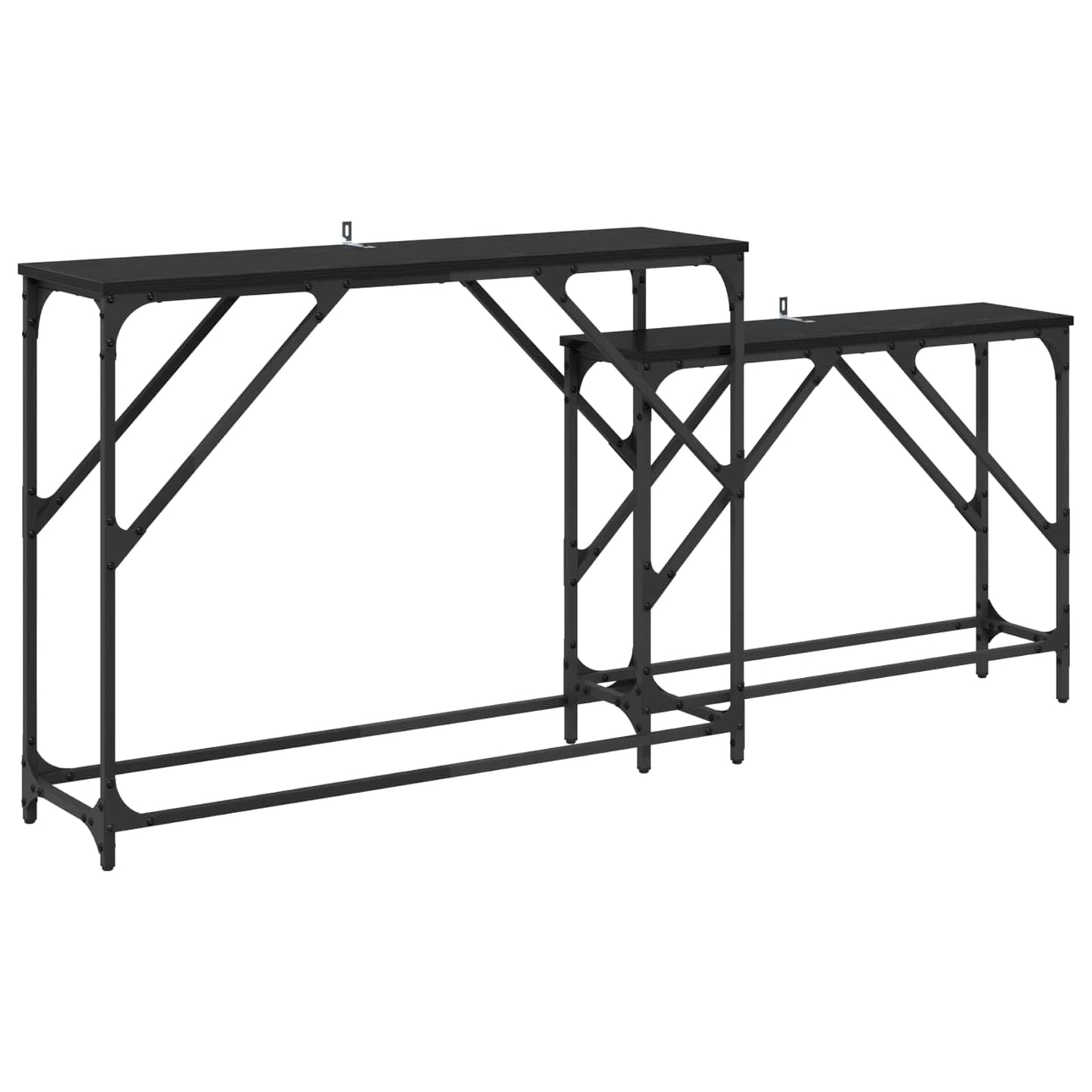 Konzolasztal 2 db Fekete tölgy 100 x 28 x 75 cm Szerelt Fa
