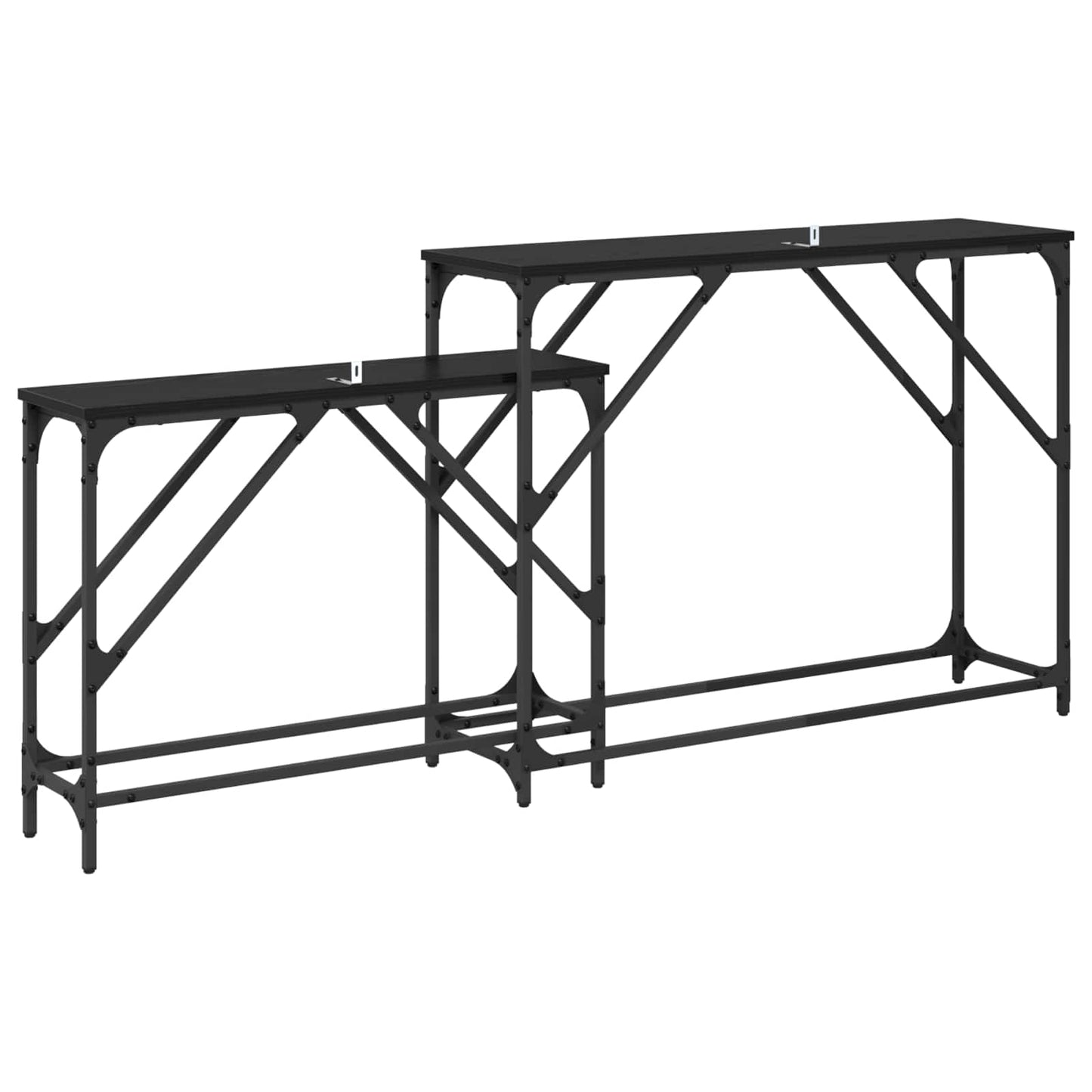 Konzolasztal 2 db Fekete tölgy 100 x 28 x 75 cm Szerelt Fa