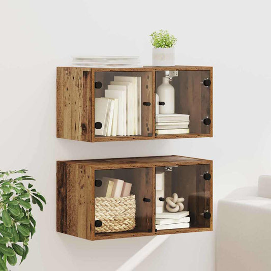 Fali Szekrények 2 pcs Öreg fa 68 x 37 x 35 cm Faanyag