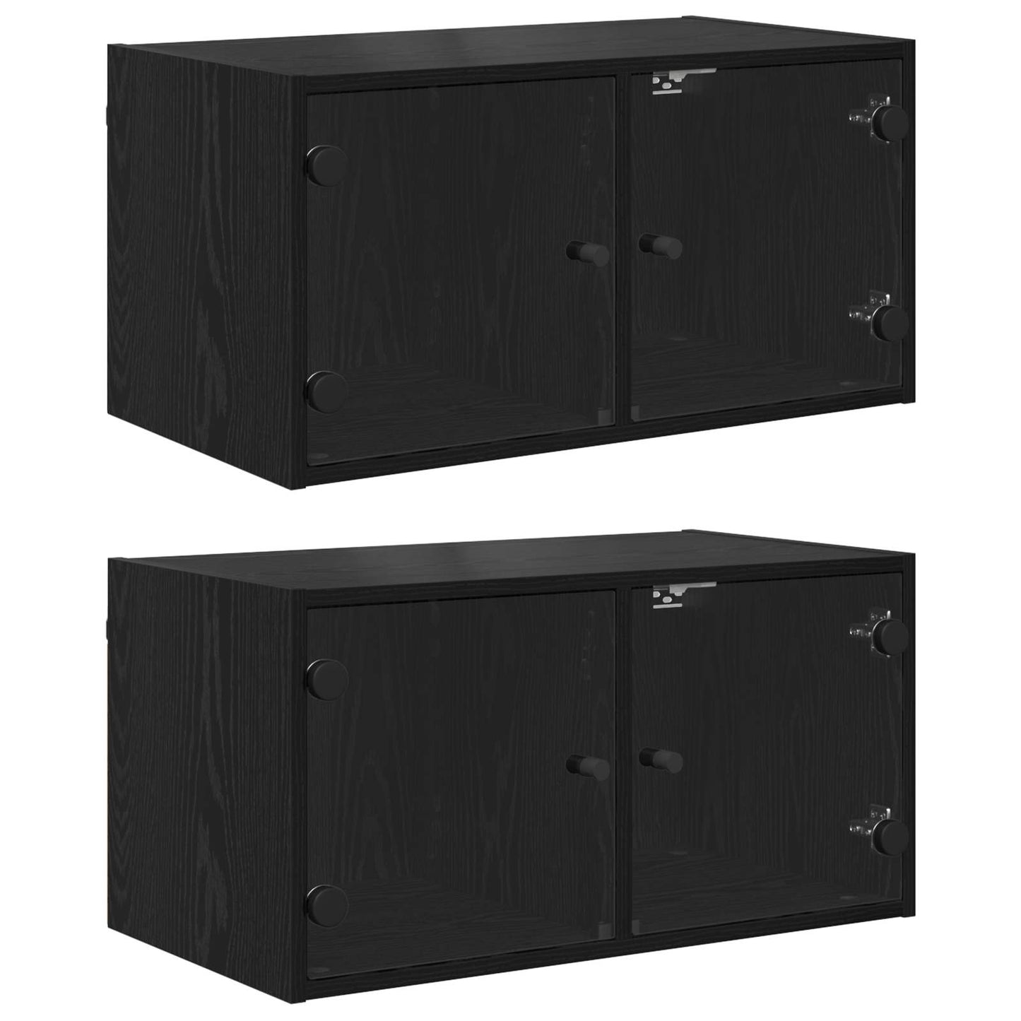 Fali Szekrények 2 db 68 x 37 x 35 cm Szerelt Fa Fekete tölgy