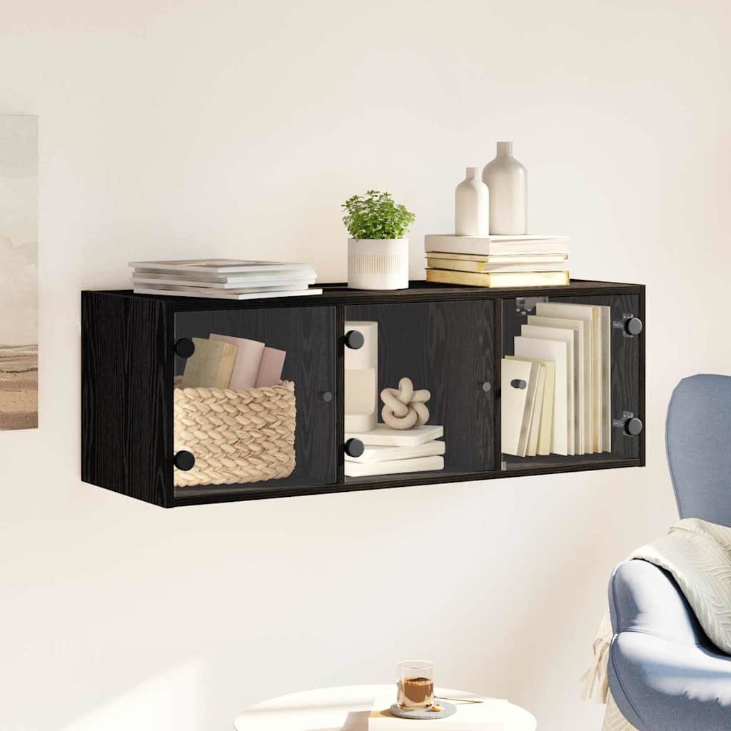 Fali Szekrény 102 x 37 x 35 cm Szerelt Fa Fekete tölgy