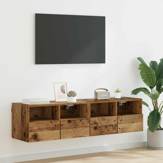 TV Fali Szekrények 2 pcs Öreg fa 60 x 30 x 30 cm Faanyag