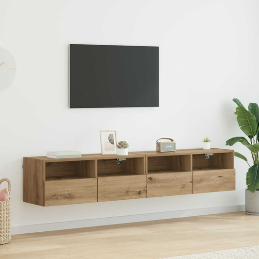 TV Fali Szekrények 2 pcs Artisan tölgy 80 x 30 x 30 cm Faanyag