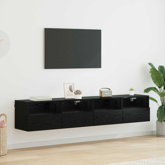 TV Fali Szekrények 2 pcs Fekete tölgy 80 x 30 x 30 cm Faanyag