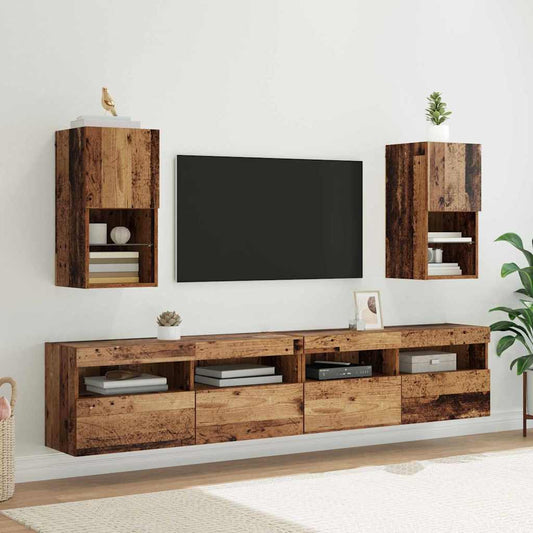 Fali TV szekrények 2 pcs Öreg fa 30,5 x 30 x 60 cm Faanyag
