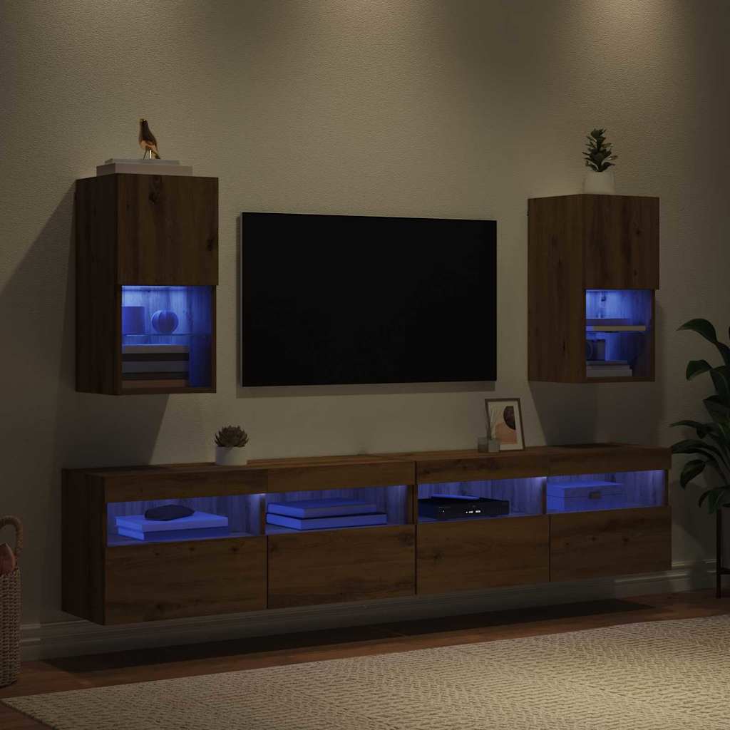 Fali TV szekrények 2 pcs Artisan tölgy Szerelt Fa