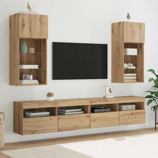 Fali TV szekrények 2 pcs Artisan tölgy 40,5 x 30 x 90 cm