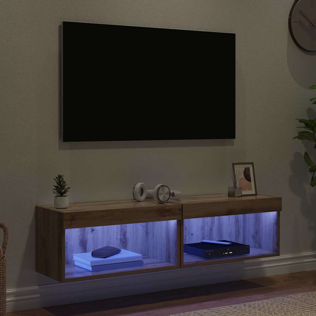 TV szekrény garnitúra 2 pcs Artisan tölgy Szerelt Fa