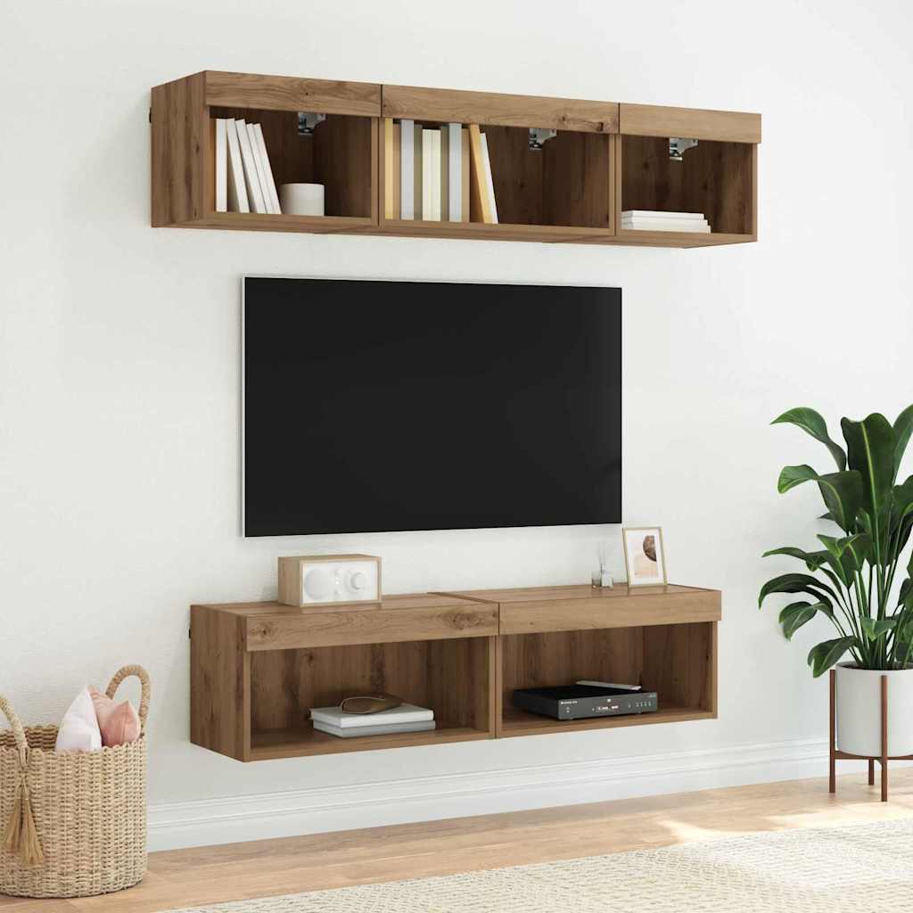 TV szekrény garnitúra 2 pcs Artisan tölgy Szerelt Fa
