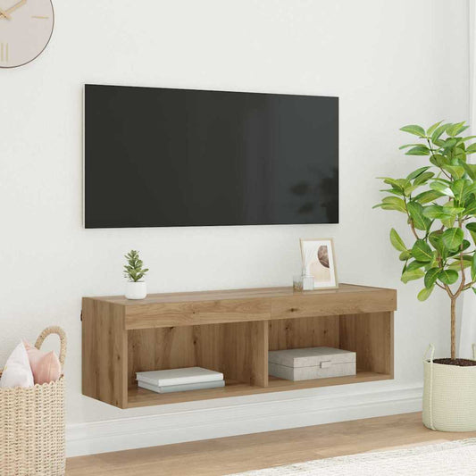 TV Fali Szekrény LED-del Artisan tölgy 100 x 30 x 30 cm Faanyag
