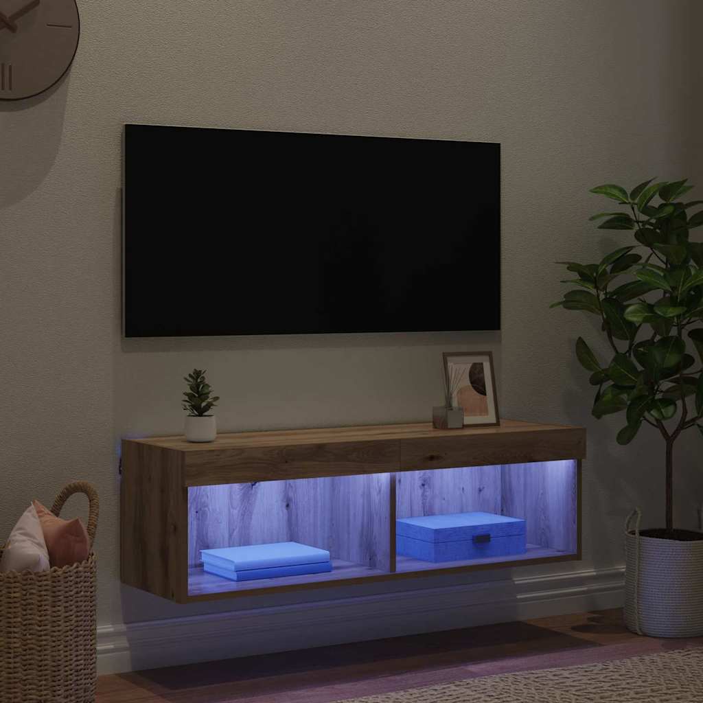TV Fali Szekrény 100 x 30 x 30 cm Artisan tölgy Szerelt Fa