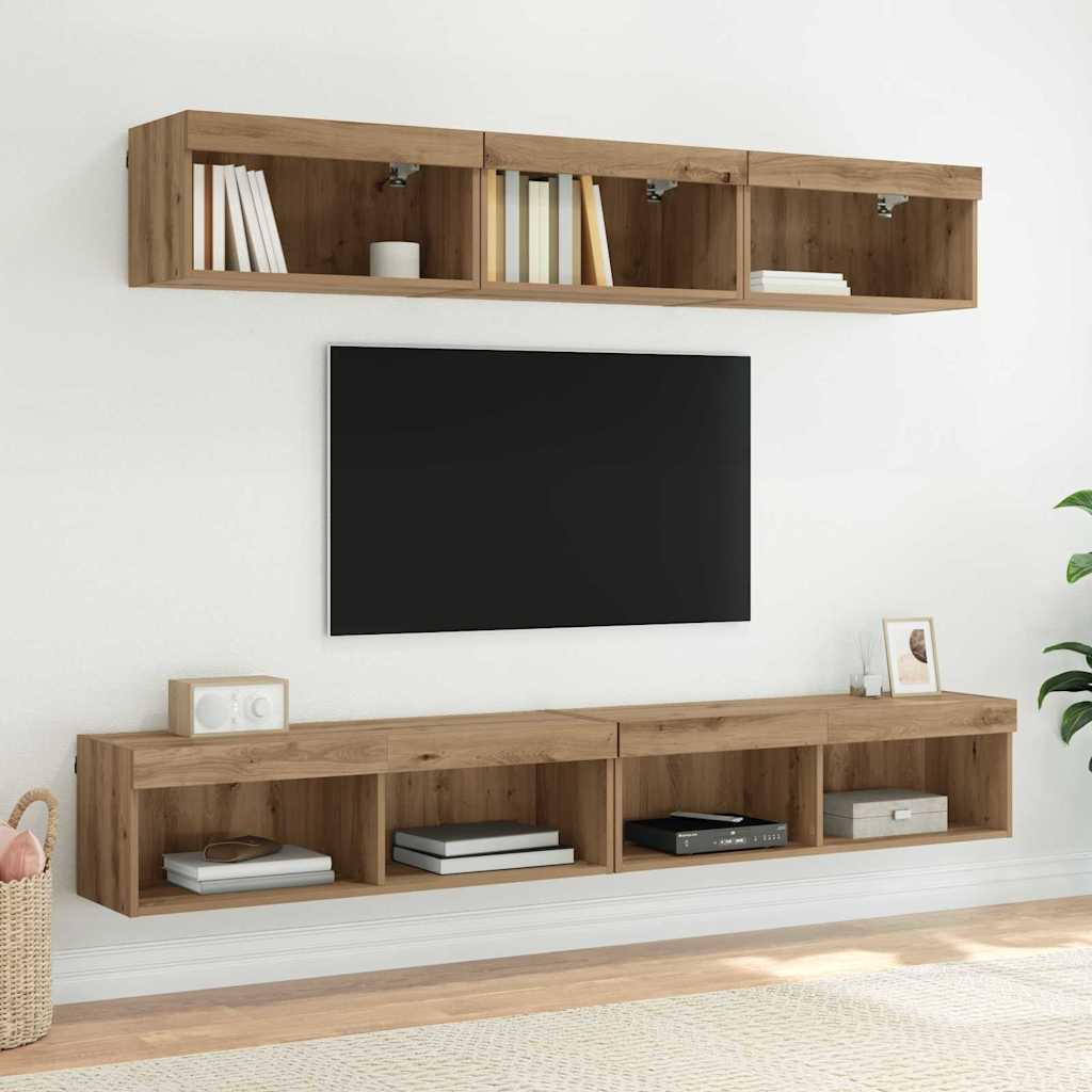 TV szekrény garnitúra 2 pcs Artisan tölgy Szerelt Fa