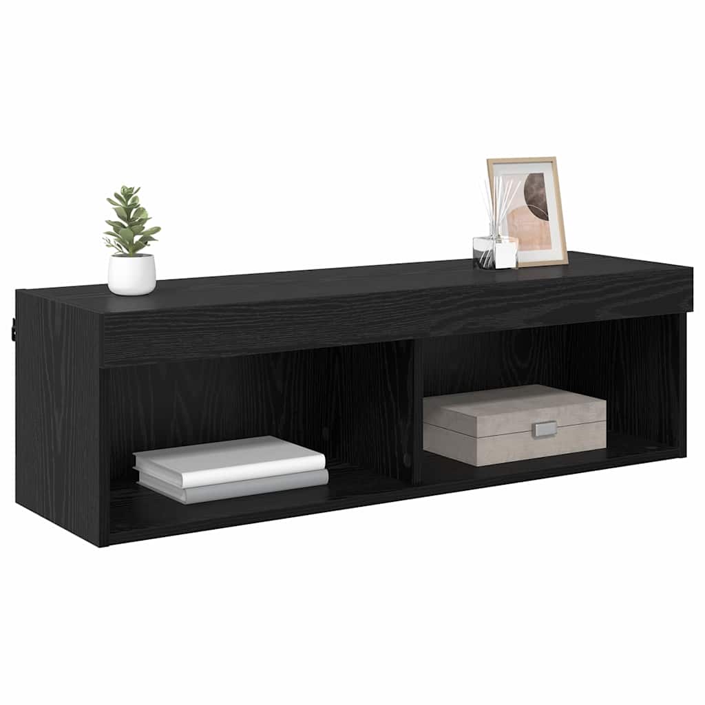 TV Fali Szekrény 100 x 30 x 30 cm Fekete tölgy Szerelt Fa
