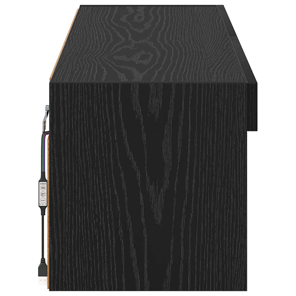 TV Fali Szekrény 100 x 30 x 30 cm Fekete tölgy Szerelt Fa