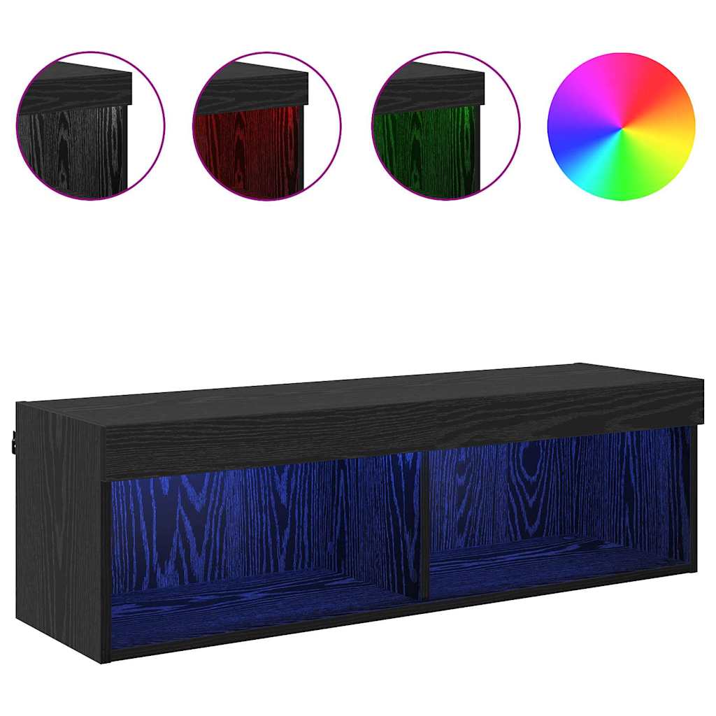 TV Fali Szekrény 100 x 30 x 30 cm Fekete tölgy Szerelt Fa